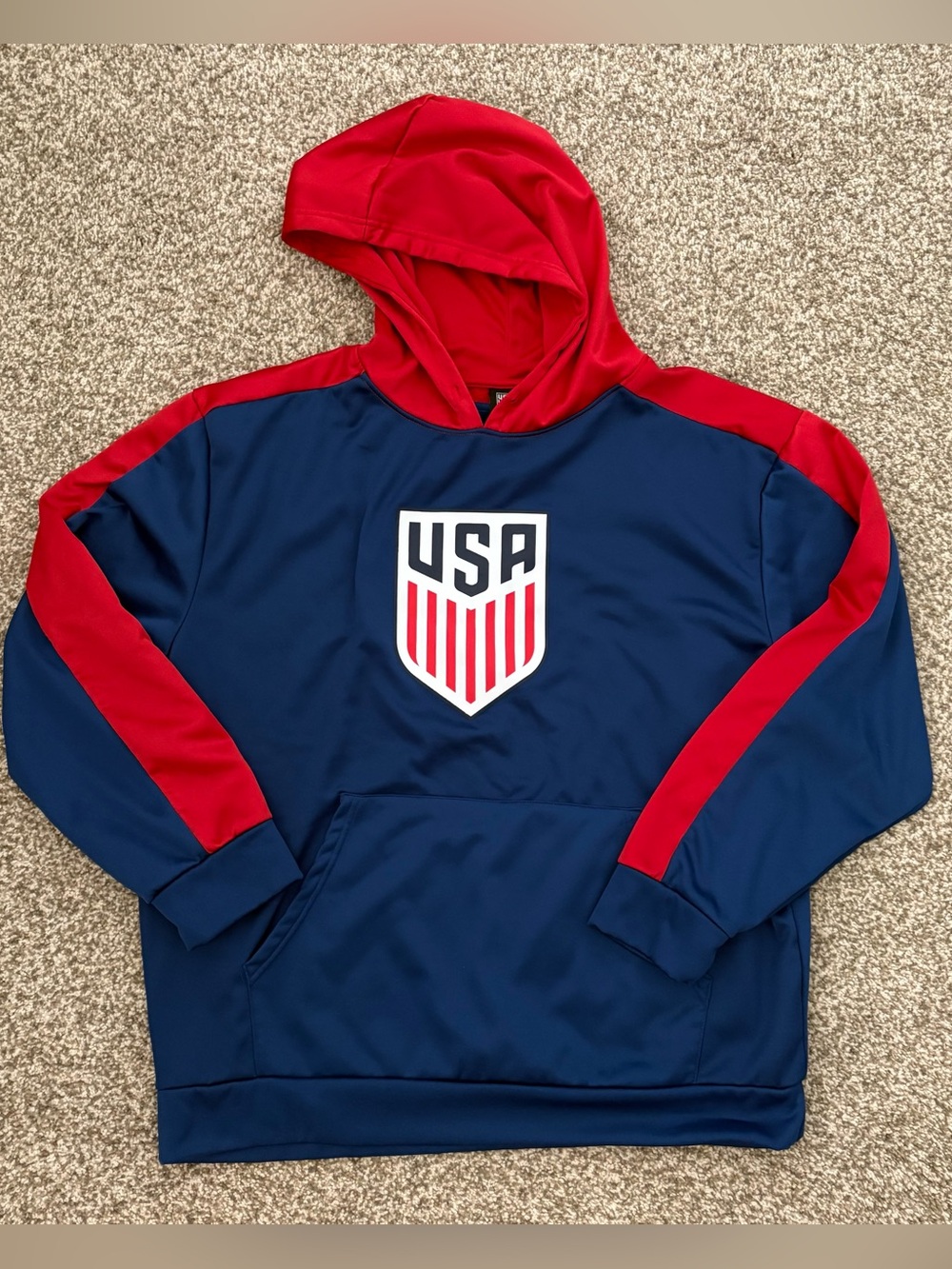 Icon Sports Team USA Soccer Futbol‎ Hoodie Sweatshirt Red White Blue Size XL